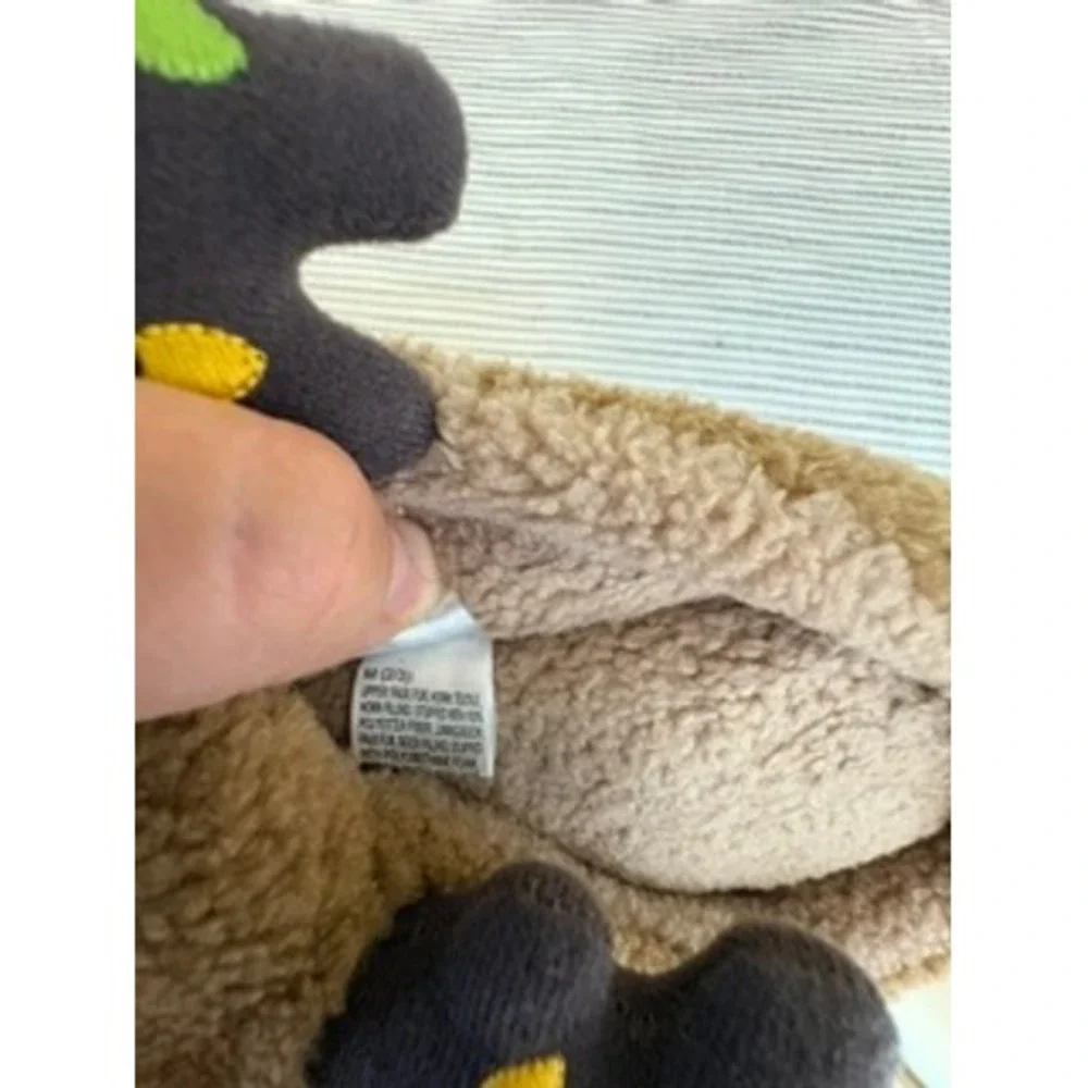 Kids Reindeer Holiday Slippers Brown Sherpa Plush Christmas Light Up Size M 2/3